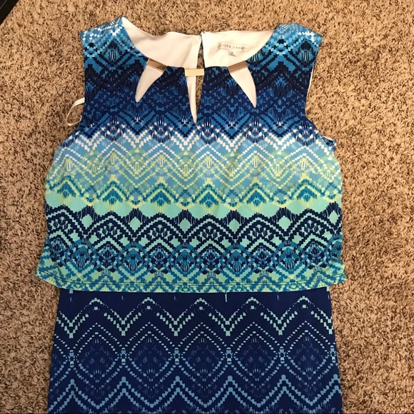 Sandra Darren Maxi Blue, Teal, Green Dress 👗 - Picture 6 of 13